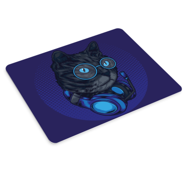 Gaming mouse pad cool cat headphones - TenStickers