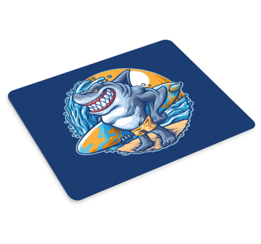 Gaming mouse pad shark on a surfboard - TenStickers