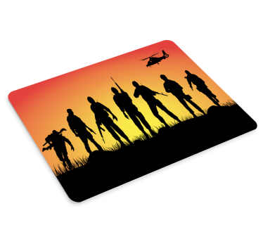 Gaming mouse pad silhouette soldiers at sunset - TenStickers
