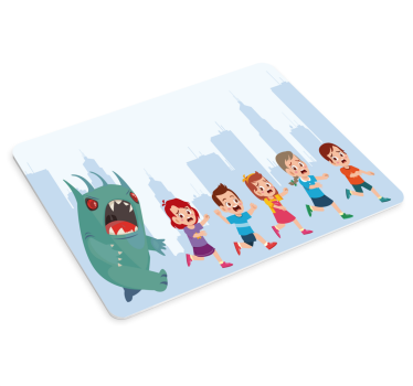 Gaming mouse pad children escaping from monster - TenStickers