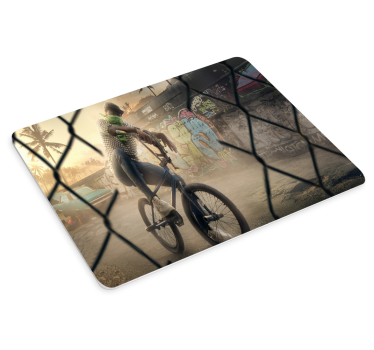 Biker in urban scene gaming mouse pad - TenStickers