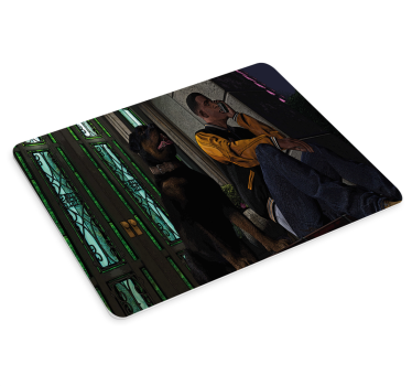 Gaming mouse pad character with companion - TenStickers