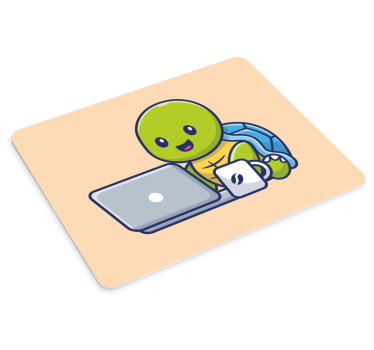 Gaming mouse pad cheerful turtle at work - TenStickers
