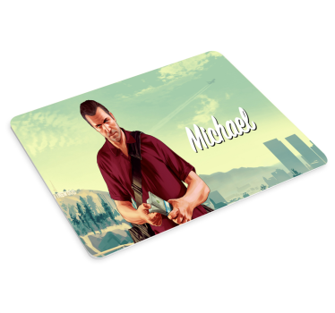 Gaming mouse pad character holding cash - TenStickers