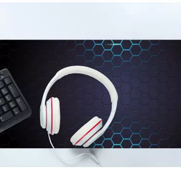 Black and blue hexagon gaming vinyl XXL mouse pad - TenStickers