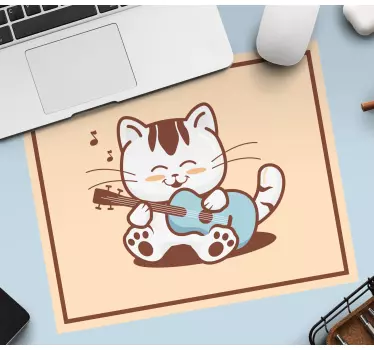 Cute cat playing guitar gaming mouse pad - TenStickers
