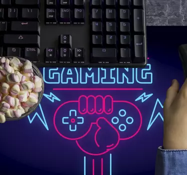 Gaming Logo With Neon Lights vinyl mouse pad - TenStickers
