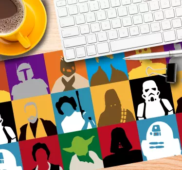 Gaming mouse pad character silhouettes collage - TenStickers