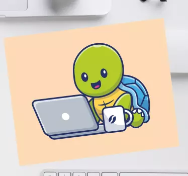 Gaming mouse pad cheerful turtle at work - TenStickers