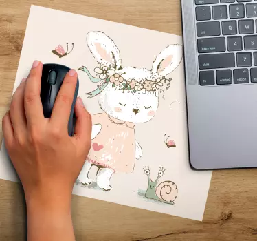 Gaming mouse pad cute bunny and snail design - TenStickers