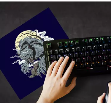 Gaming mouse pad fierce wolf howl - TenStickers