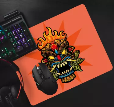 Gaming mouse pad fiery tribal mask - TenStickers