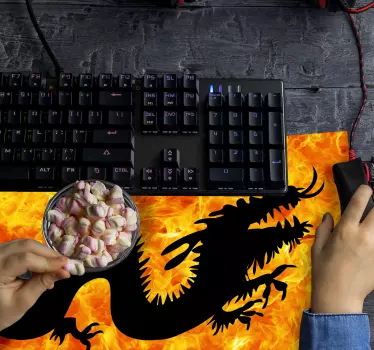 Gaming mouse pad fire dragon silhouette - TenStickers