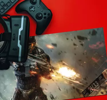 Gaming mouse pad futuristic soldier battle - TenStickers