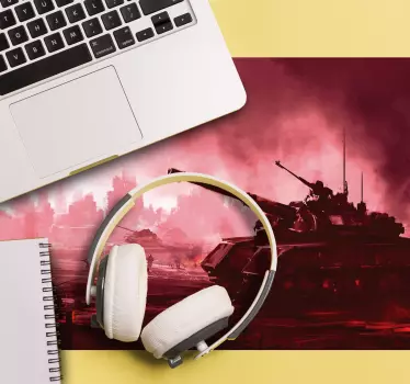 Gaming mouse pad tank battle scene - TenStickers