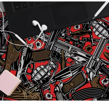 Gaming mouse pad with bold weaponry design - TenStickers