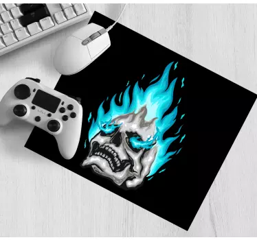 Gaming mouse pad with fiery skull design - TenStickers