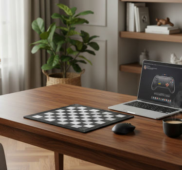Gaming mouse pad wooden black and white chessboard - TenStickers