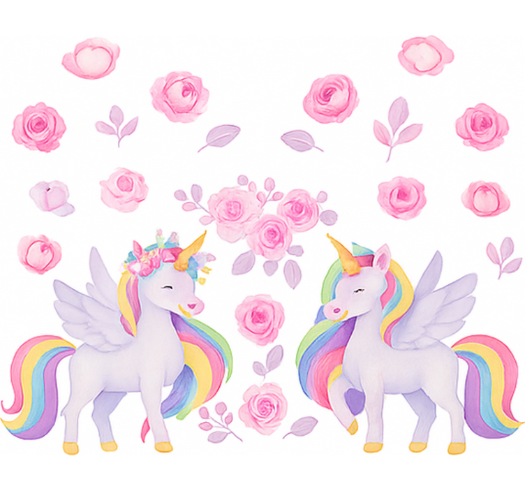 Pink unicorn and flowers blind kids - TenStickers