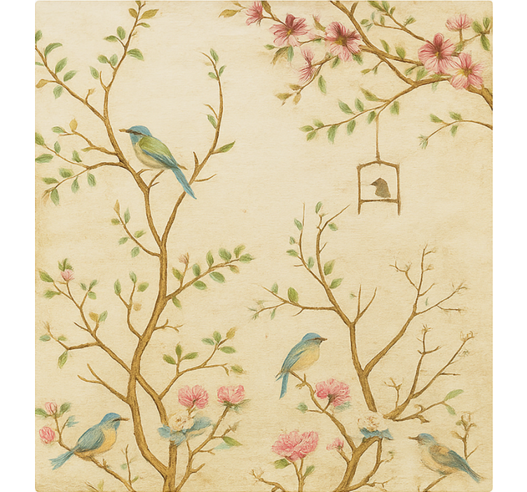 Birds blossoms branches blind kids - TenStickers