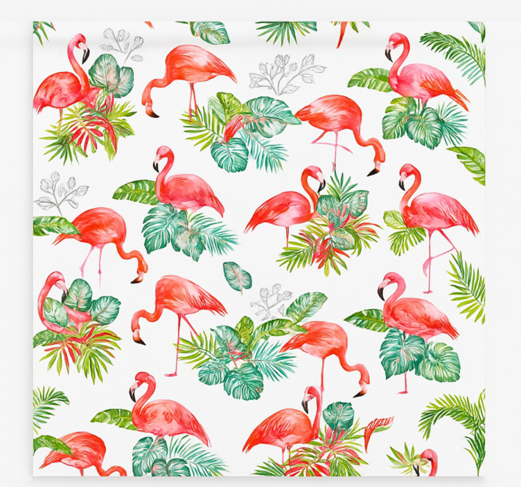 Flamingo Tropical Pattern blinds in a kitchen - TenStickers