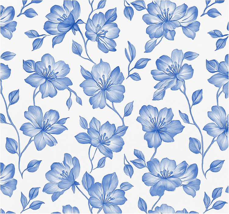 Blue and white floral blind master bedroom - TenStickers