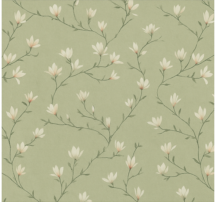 Dining room blind olive tone blooming branches - TenStickers