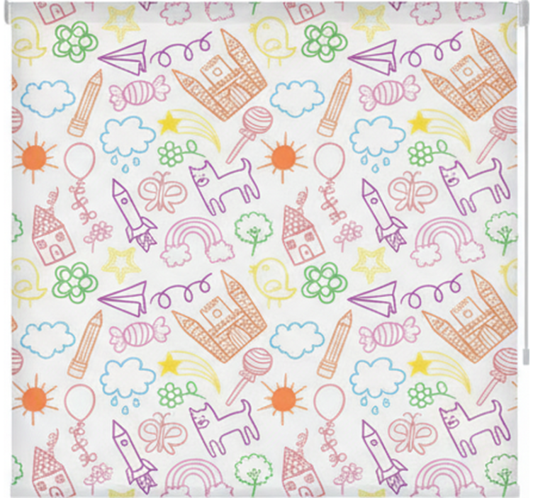 Scandinavian blind with playful doodle print - TenStickers