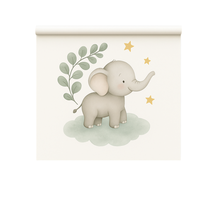 Scandinavian blind customisable cloud baby elephant - TenStickers