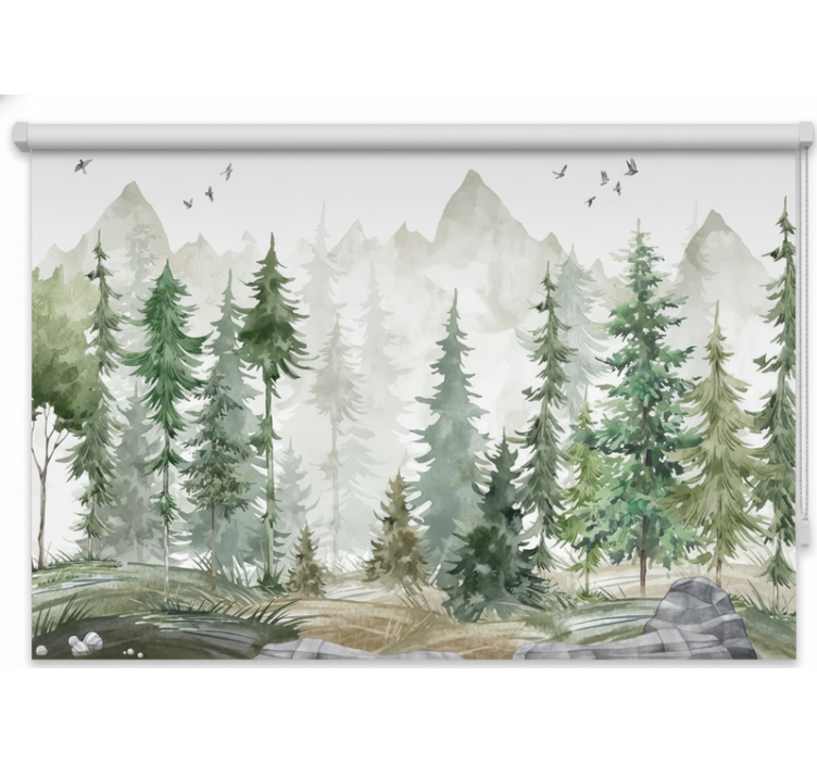 Blind trees nordic pine minimalism - TenStickers