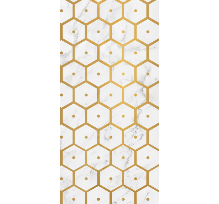 Bathroom blind in hexagonal gold marble pattern - TenStickers