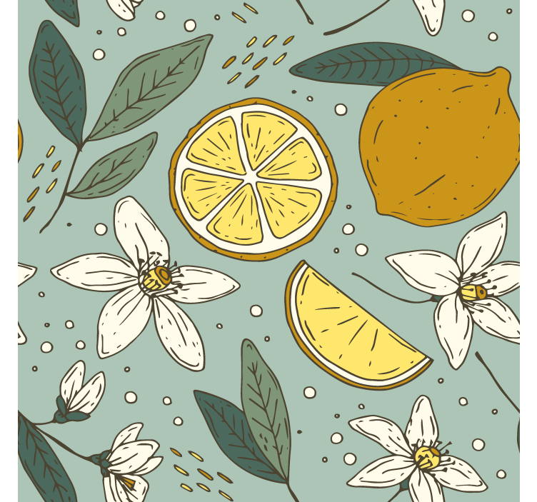 Blinds in a kitchen with a colorful lemon pattern - TenStickers