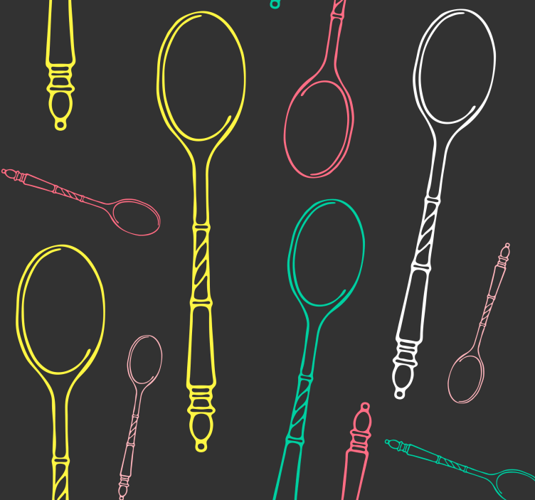 Blinds in a kitchen neon utensils design - TenStickers