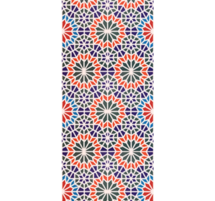 Blinds in a kitchen with vibrant colorful tiles - TenStickers