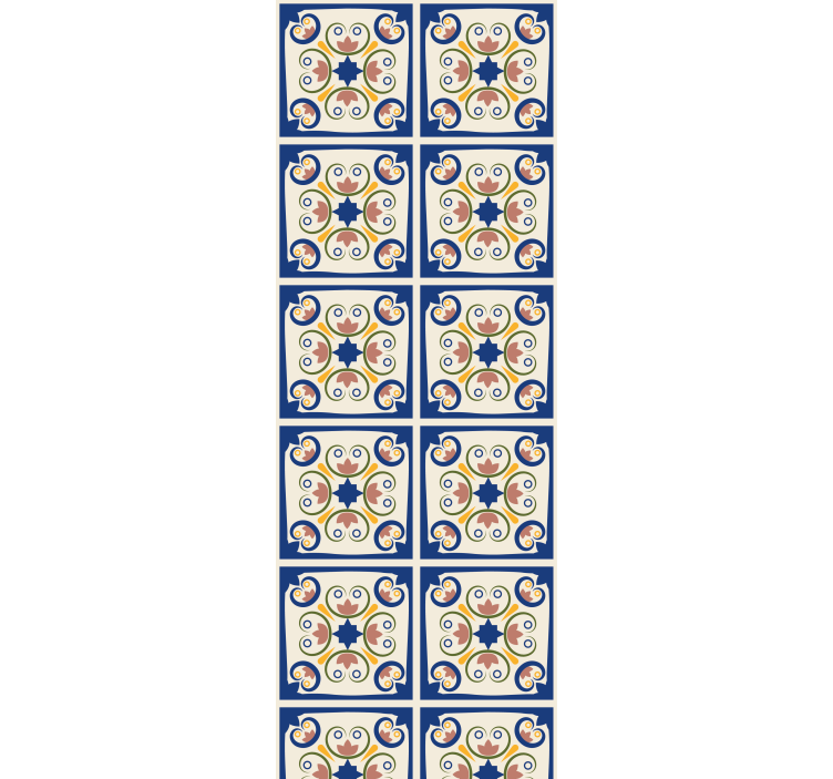 Blinds in a kitchen with pink flowers portuguese tile - TenStickers