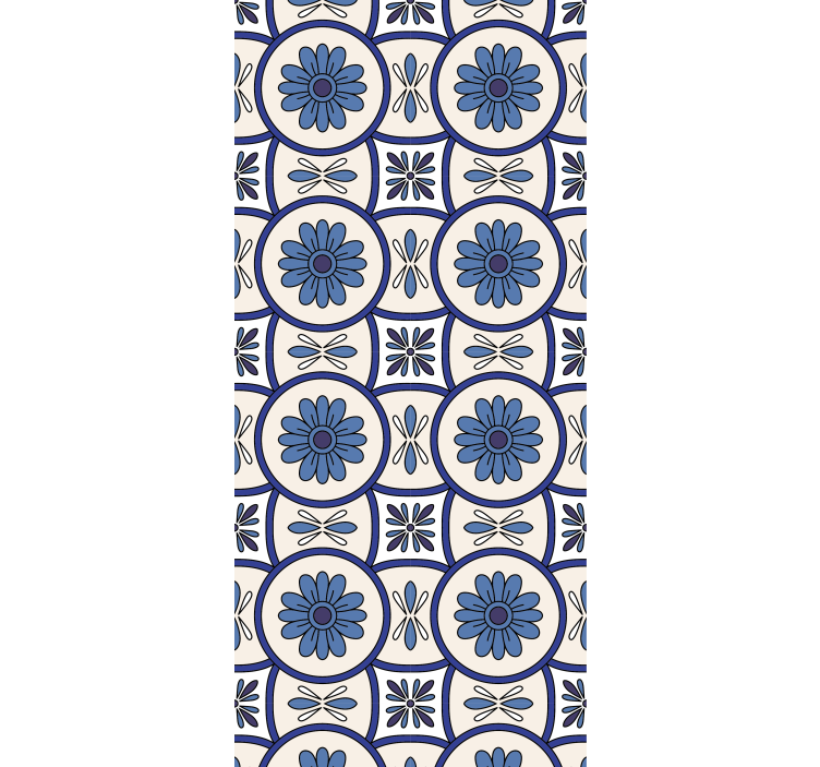 Blinds in a kitchen with blue flower portuguese tile - TenStickers