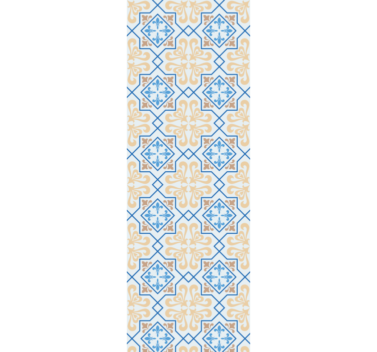 Blinds in a kitchen with blue lines portuguese tile pattern - TenStickers