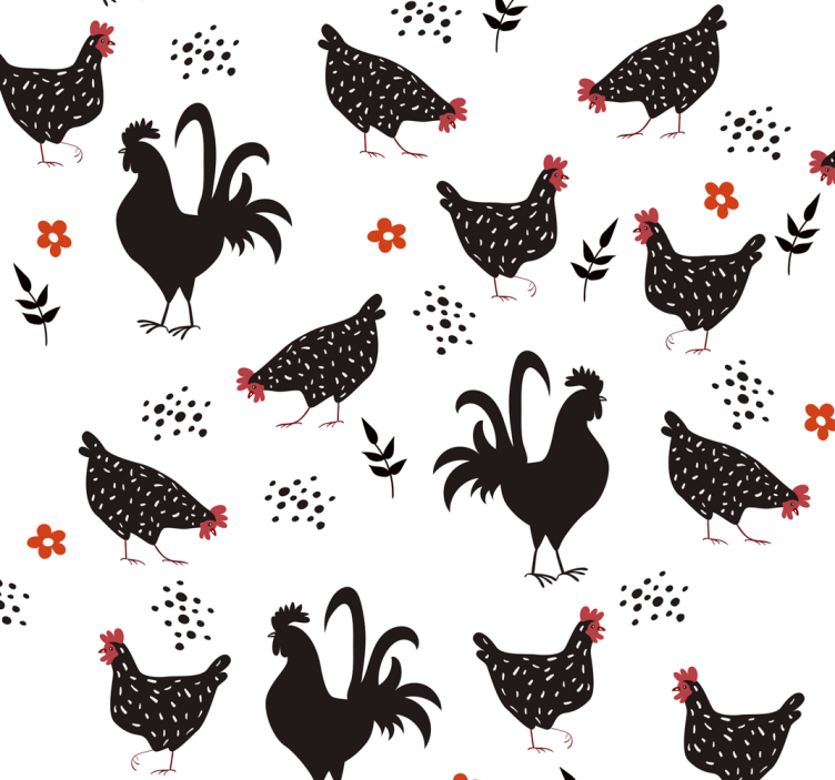 Blinds in a kitchen with a black and white rooster - TenStickers