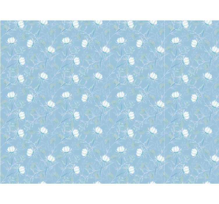 Dining room blind in blue vintage grandmillenial pattern - TenStickers