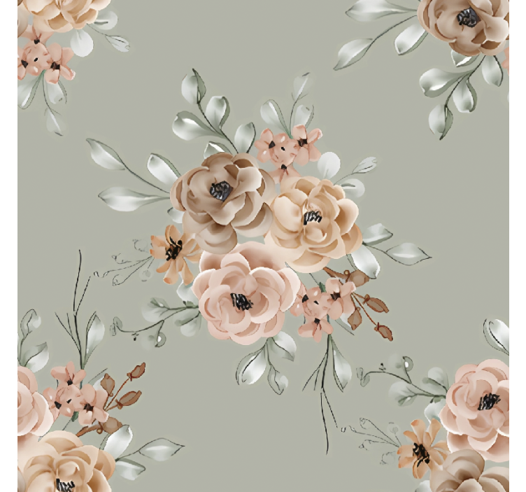 Dining room blind with vintage roses on mint green - TenStickers