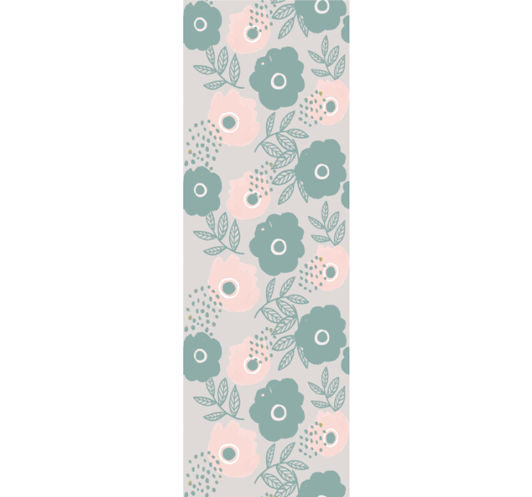 Dining room blind in pink and blue watercolor flowers - TenStickers