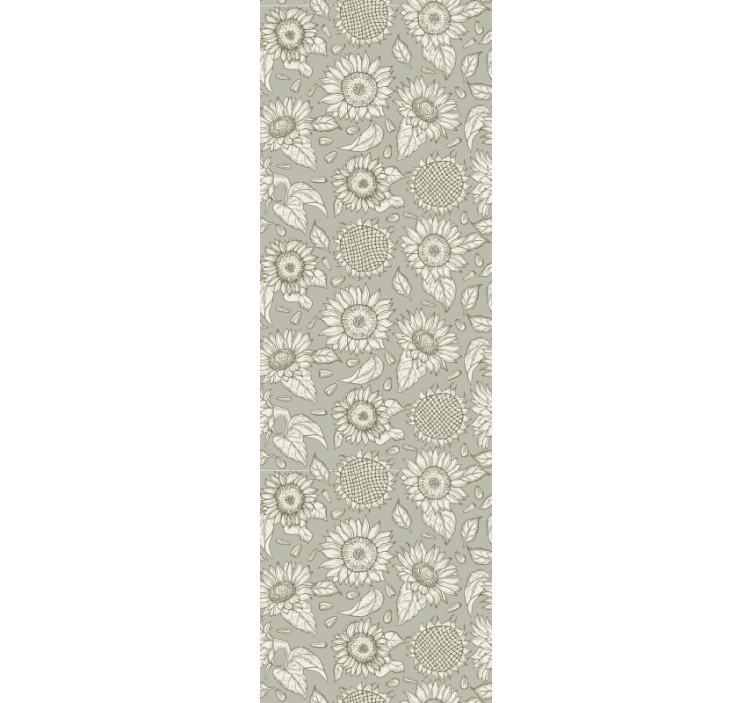 Dining room blind with gray sunflowers pattern - TenStickers