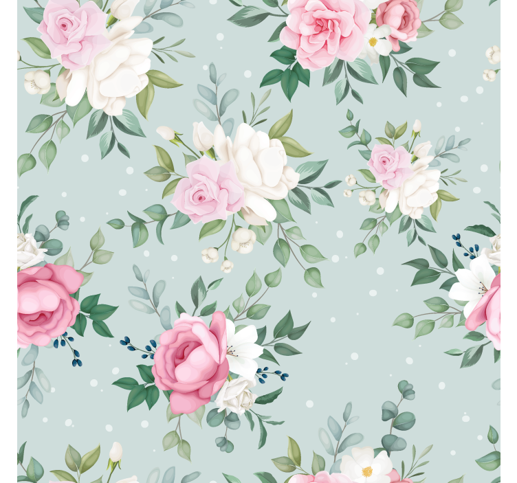 Blue and pink floral dining room blind - TenStickers