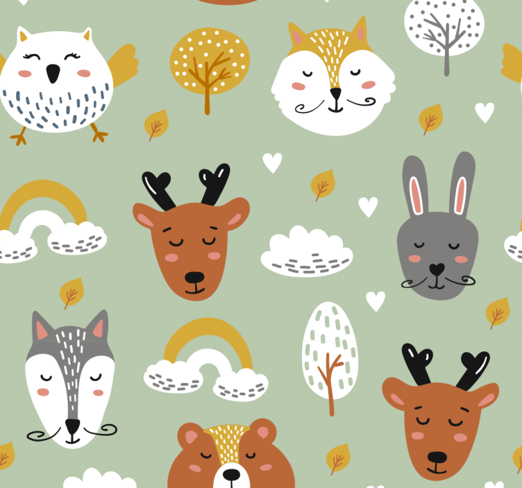 Blind kids scandinavian forest animals set - TenStickers