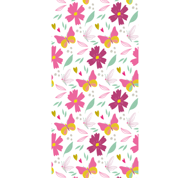 Blind kids pink and yellow flower butterfly pattern - TenStickers