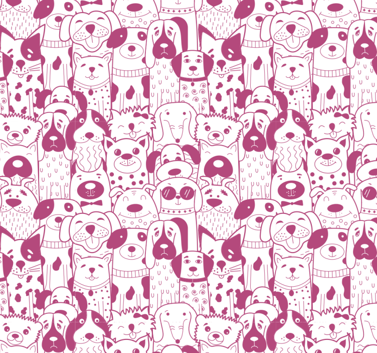 Blind kids drawing of pink furry dogs - TenStickers