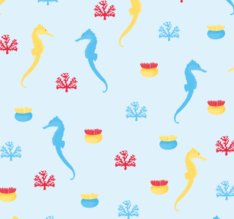 Teenage blind seahorse and coral design - TenStickers