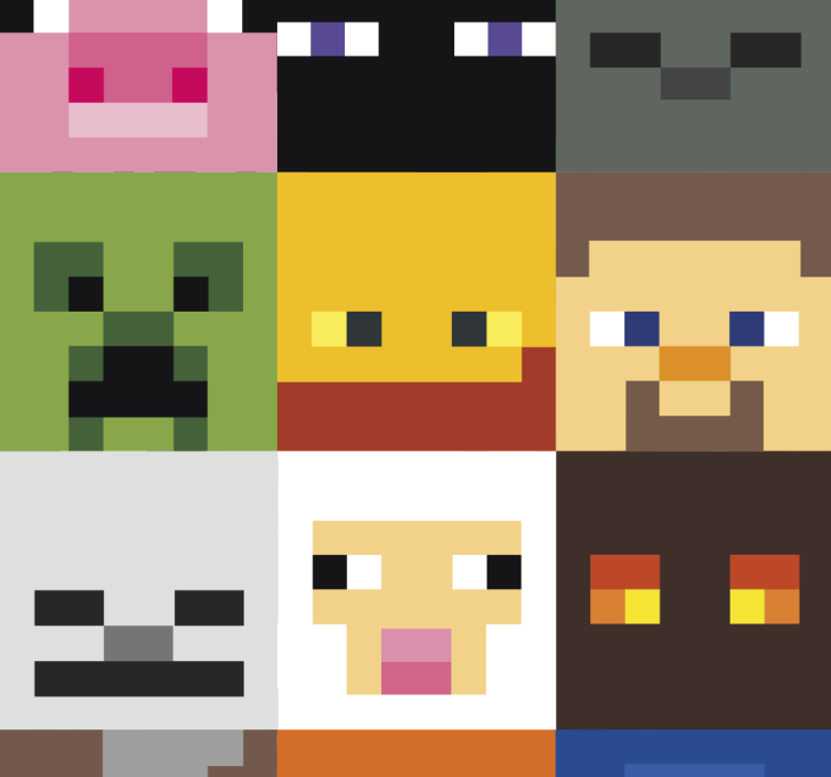 Teenage blind gaming pixeled faces - TenStickers