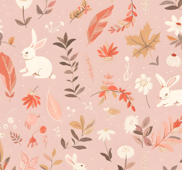 Roller blind pink autumn forest pattern - TenStickers