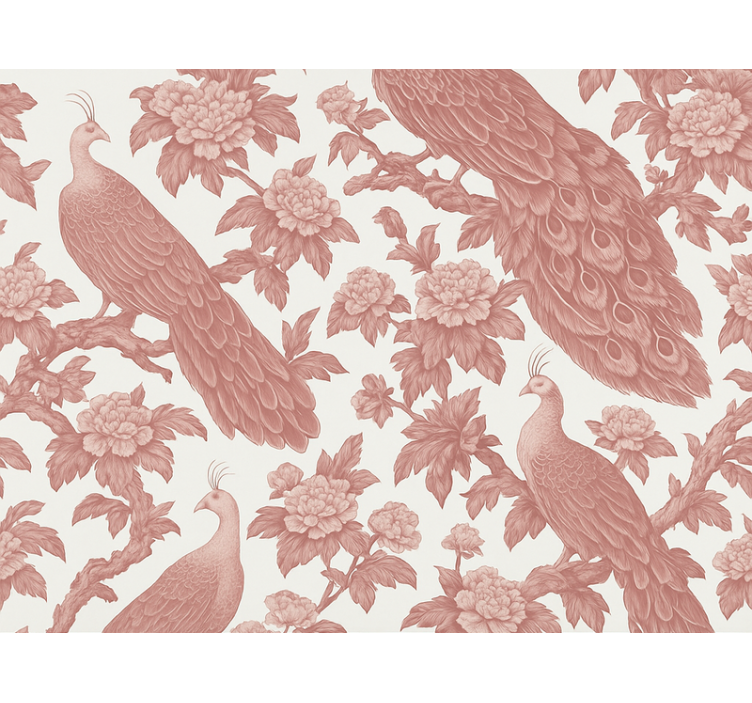 Roller blind pink with textile pink peacocks pattern - TenStickers